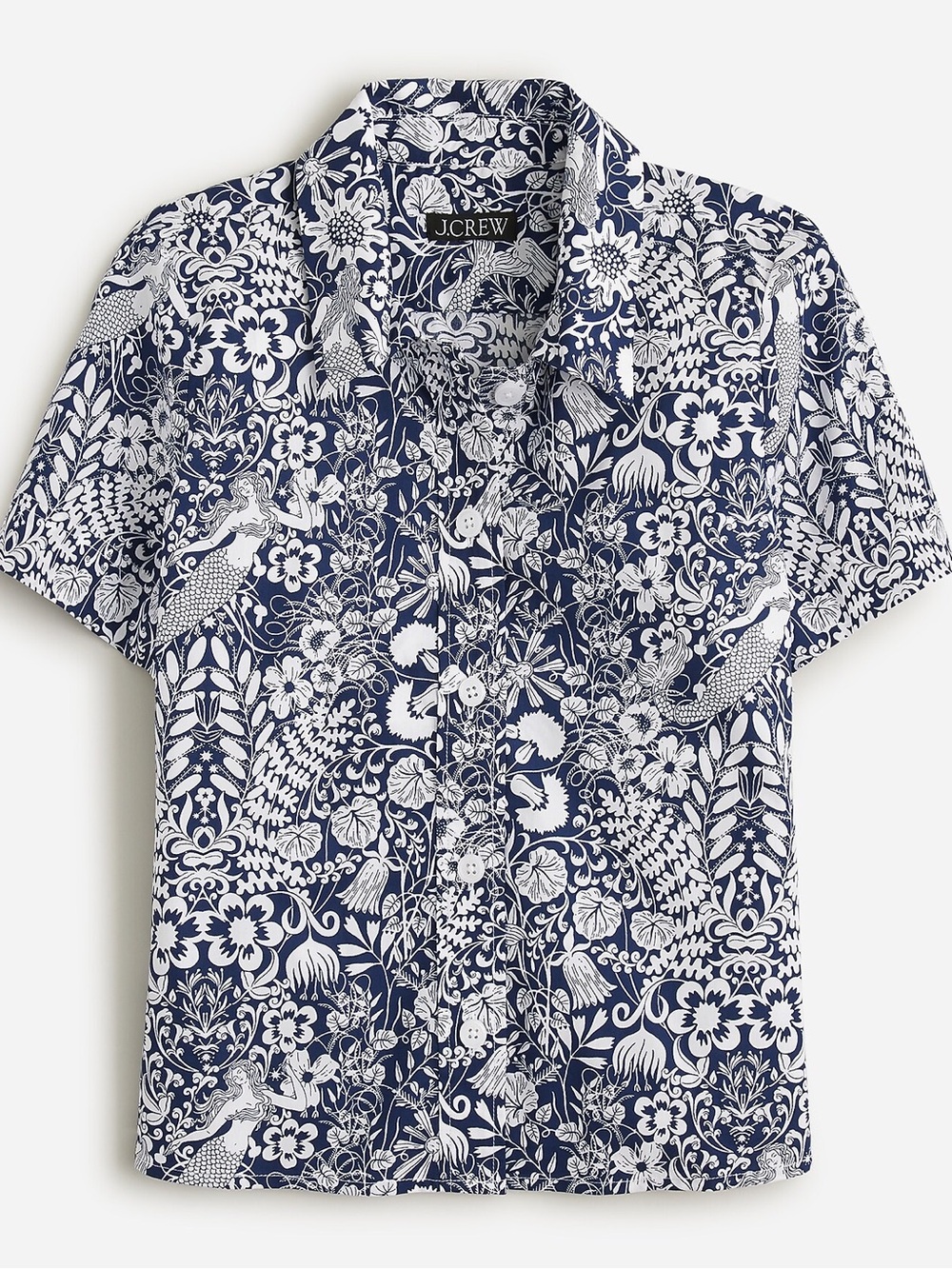 J Crew Gamine cotton poplin shirt in mermaid floral beach resort vacation - Picture 2 of 8